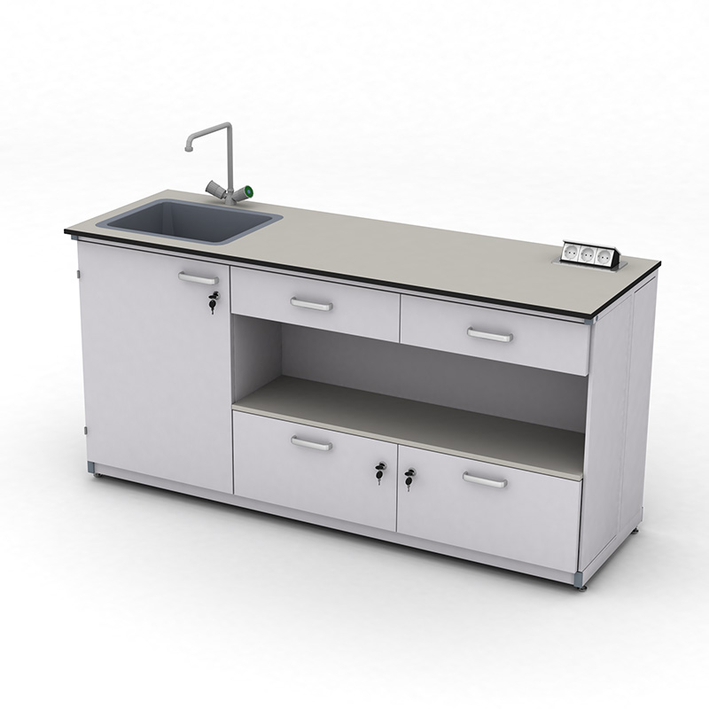 Cтіл демонстраційний лабораторний ЕКСПЕРТ з розетками, мийкою та шухлядами, 1800х750х900, HPL-пластик, арт. 141-08.532